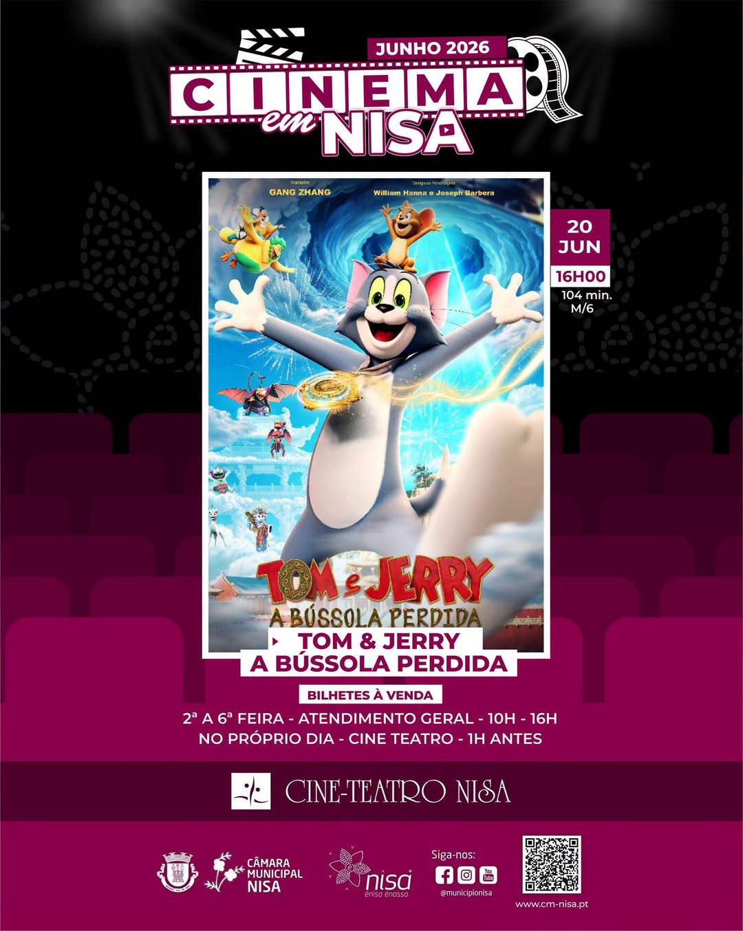 𝐂𝐢𝐧𝐞𝐦𝐚 𝐧𝐨 𝐂𝐢𝐧𝐞 𝐓𝐞𝐚𝐭𝐫𝐨 𝐞𝐦 𝐍𝐢𝐬𝐚 

 20 de junho, 16h – 𝐓𝐨𝐦 𝐞 𝐉𝐞𝐫𝐫𝐲: 𝐀 𝐁𝐮́𝐬𝐬𝐨𝐥𝐚 𝐏𝐞𝐫𝐝…
