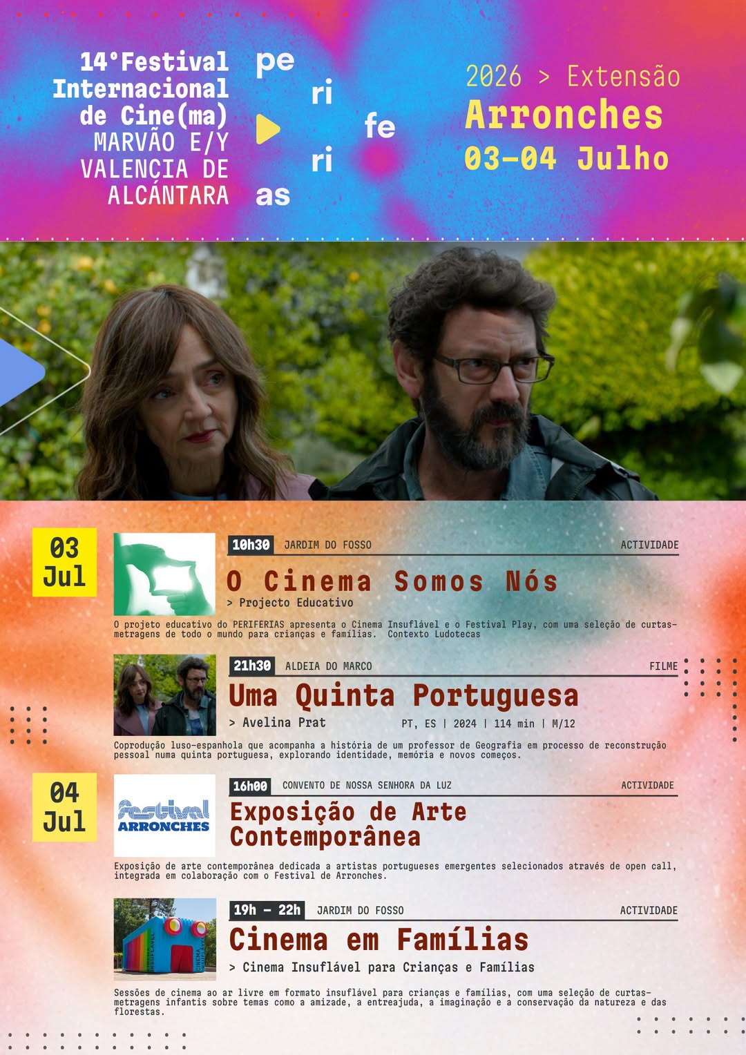 14.º FESTIVAL INTERNACIONAL DE CINEMA ‘PERIFERIAS’

Dia 3 de julho (sexta-feira)…