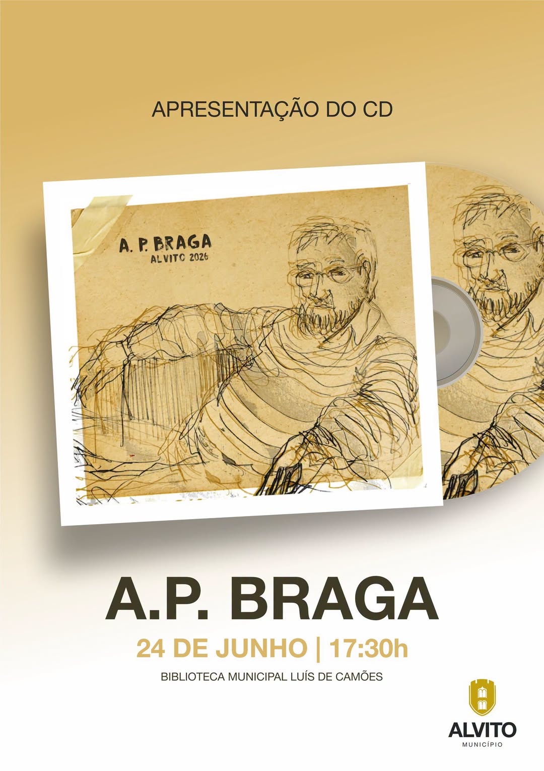 António Pedro Braga apresenta o novo CD na Biblioteca Municipal de Alvito, dia 2…