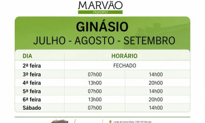 Estes são os horários de funcionamento do Ginásio Municipal de Santo António da…