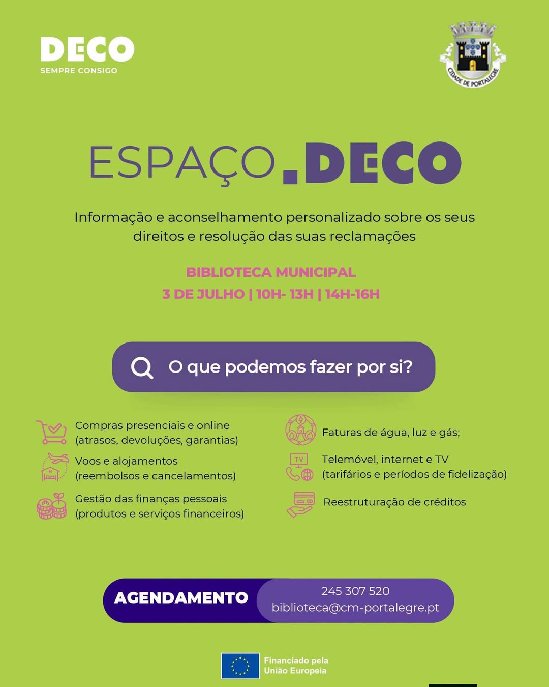 Espaco DECO, na Biblioteca Municipal de Portalegre. 
Dia 3 de julho, das 10h00 à…