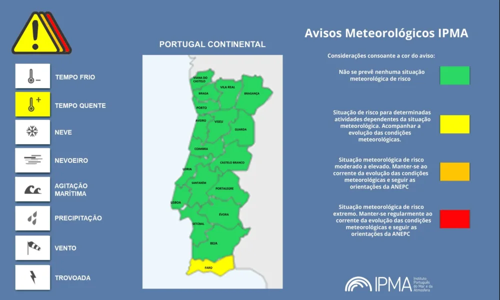 Atenção aos Avisos Meteorológicos em Portugal Continental
   Conheça os avisos e…