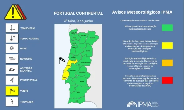 Atenção aos Avisos Meteorológicos para Portugal Continental  
  Avisos meteorol…