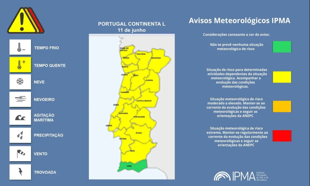 Atenção aos Avisos Meteorológicos para hoje e amanhã em Portugal Continental  
…