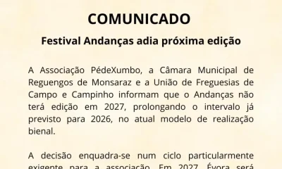 Comunicado | Festival Andanças adiado para 2028

​A Câmara Municipal de Reguengo…