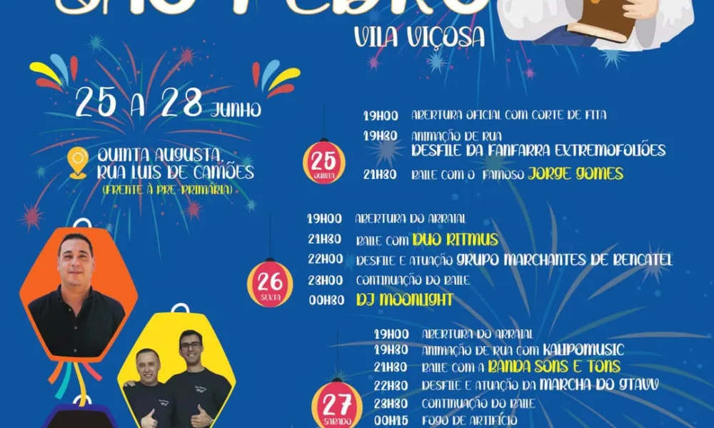 FESTA DE SÃO PEDRO | VILA VIÇOSA | 25 A 28 JUNHO 2026

Uma noite com muita anim…