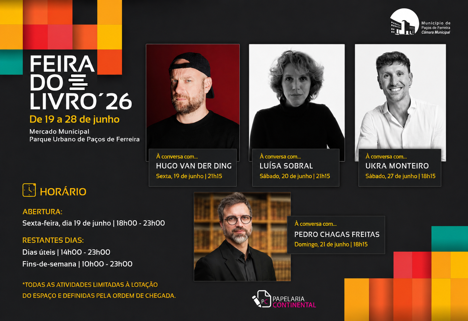 Feira do Livro regressa a Paços de Ferreira com Pedro Chagas Freitas, Luísa Sobral e Hugo van der Ding