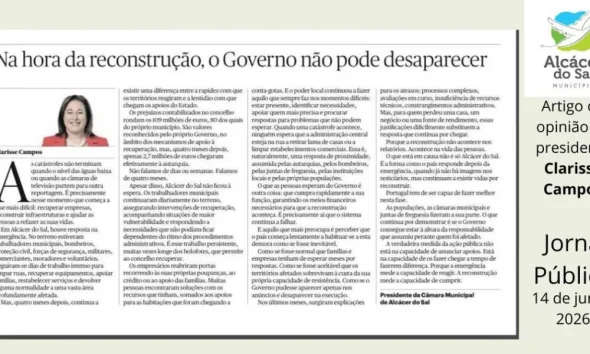 Presidente Clarisse Campos assina artigo de opinião no jornal Público

Os inúme…