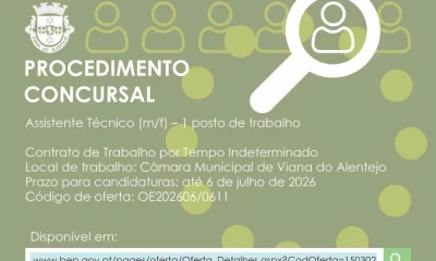 Procedimento Concursal 
       Assistente técnico (m/f) – 1 posto de trabalho

…