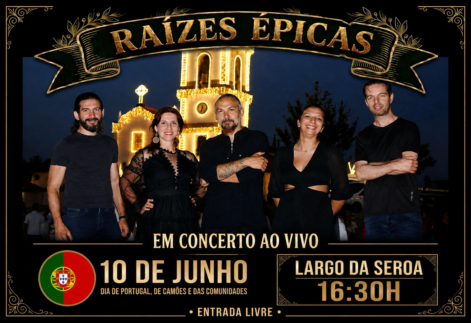 Raízes Épicas levam rock popular português às comemorações do Dia de Portugal na Seroa