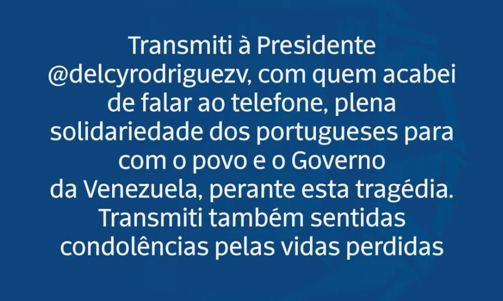 Transmiti à Presidente Delcy Rodriguez, com quem acabei de falar ao telefone, pl…