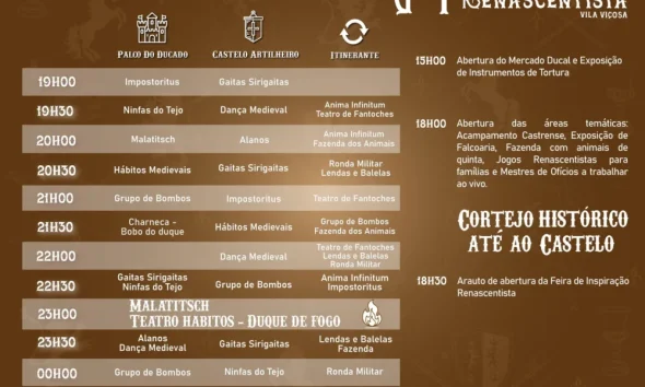 V FEIRA DE INSPIRAÇÃO RENASCENTISTA | VILA VIÇOSA | 6 DE JUNHO | PROGRAMA DIÁRI…