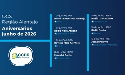 OCS Região Alentejo – Aniversários junho 2026 « Comissão de Coordenação e Desenvolvimento Regional do Alentejo, I.P.