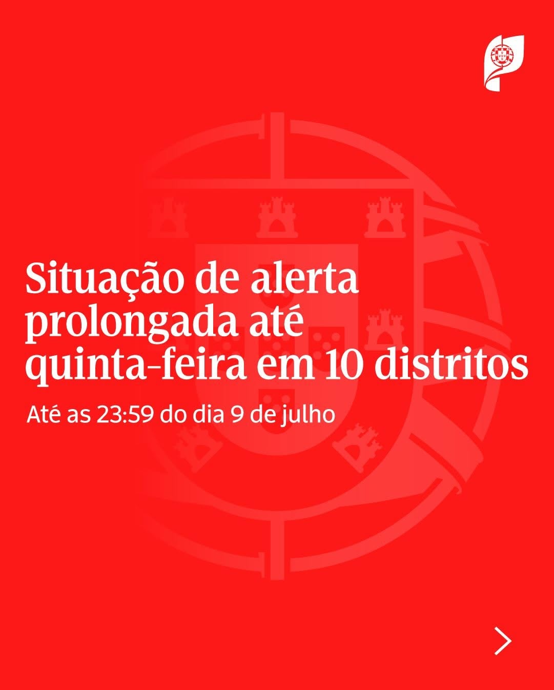 Situação de Alerta prolongada em 10 distritos do continente

O Governo prolongo…