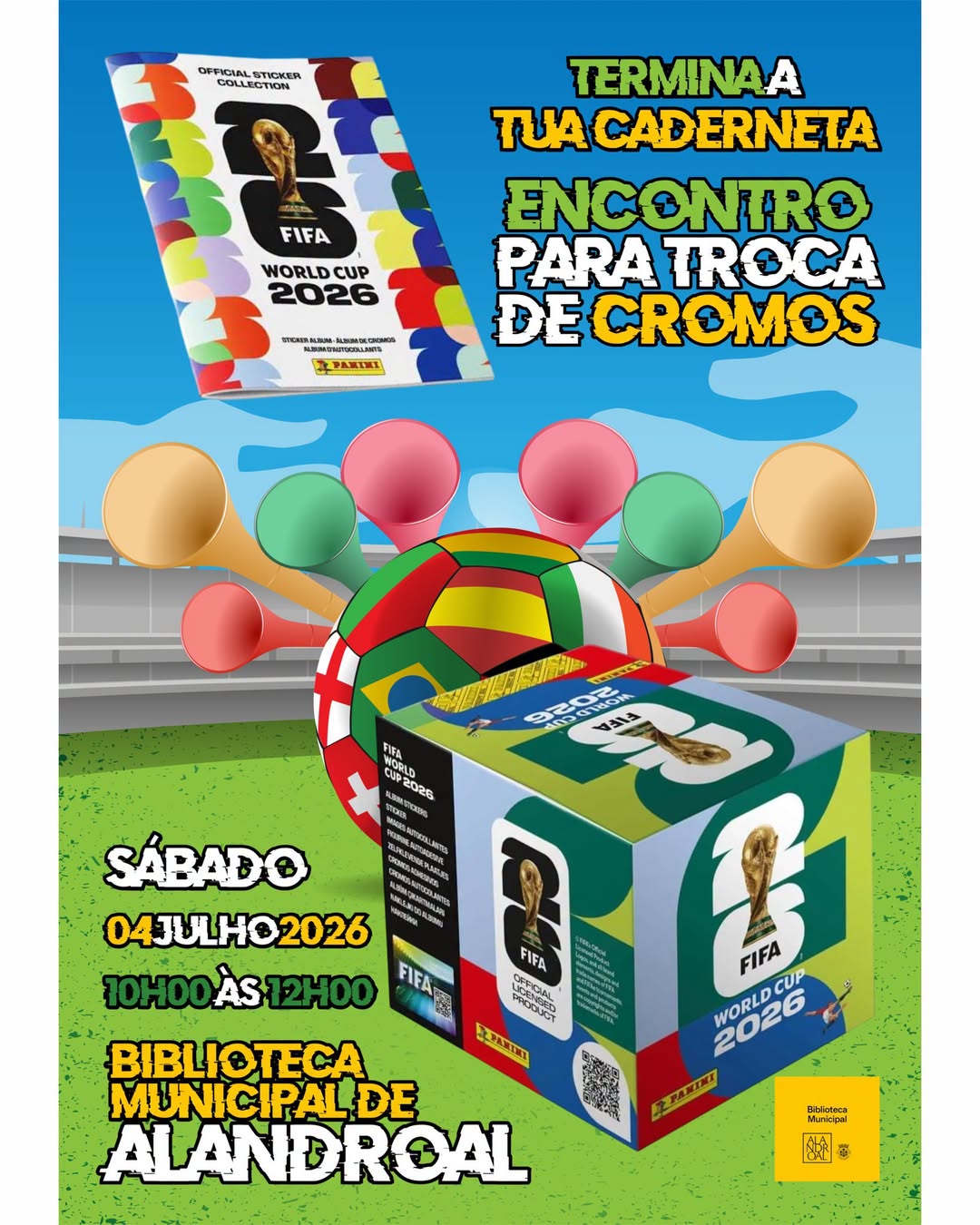 Encontro para troca de cromos 

4 de julho
10h00 às 12h00

 Biblioteca Municipal…