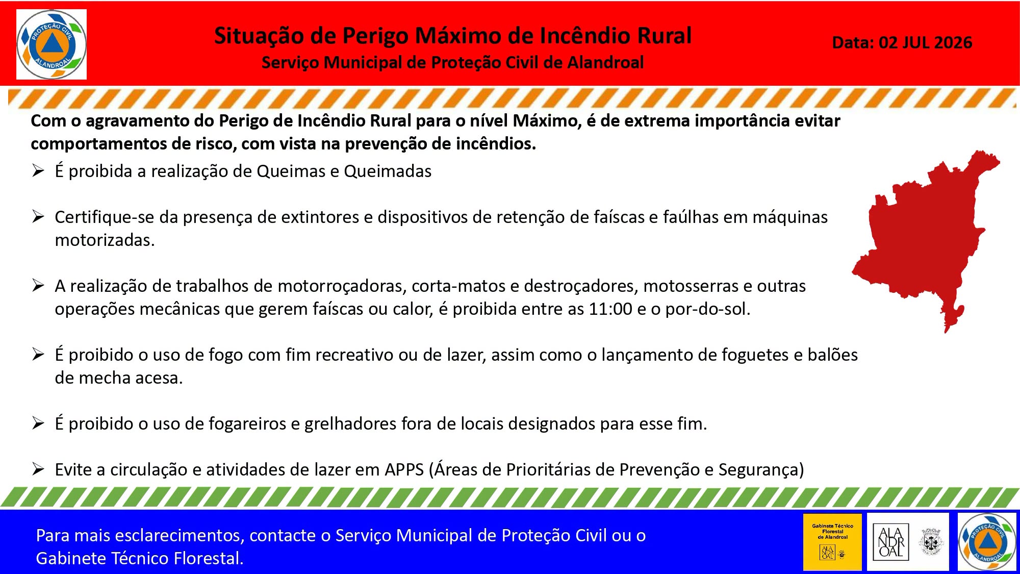 O Concelho de Alandroal encontra-se em Perigo Máximo de Incêndio Rural. 

Consu…
