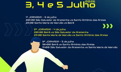 Torneio de Futsal Interfreguesias 
 3, 4 e 5 de julho
 Centro de Lazer da Porta…