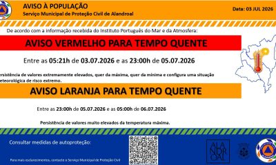Aviso Vermelho – Tempo quente 

 Entre as 05h21 de dia 03/07 e as 23h00 de dia 0…