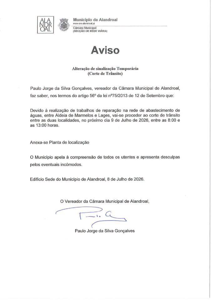 Corte/Condicionamento de Trânsito
dia 9 de julho entre as 08h00 e as 13h00

entr…