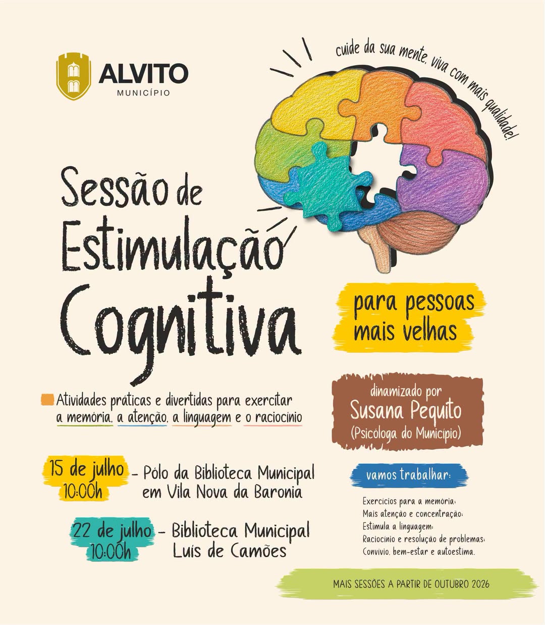 Sessão de Estimulação Cognitiva para Pessoas Mais Velhas

O Município de Alvito …