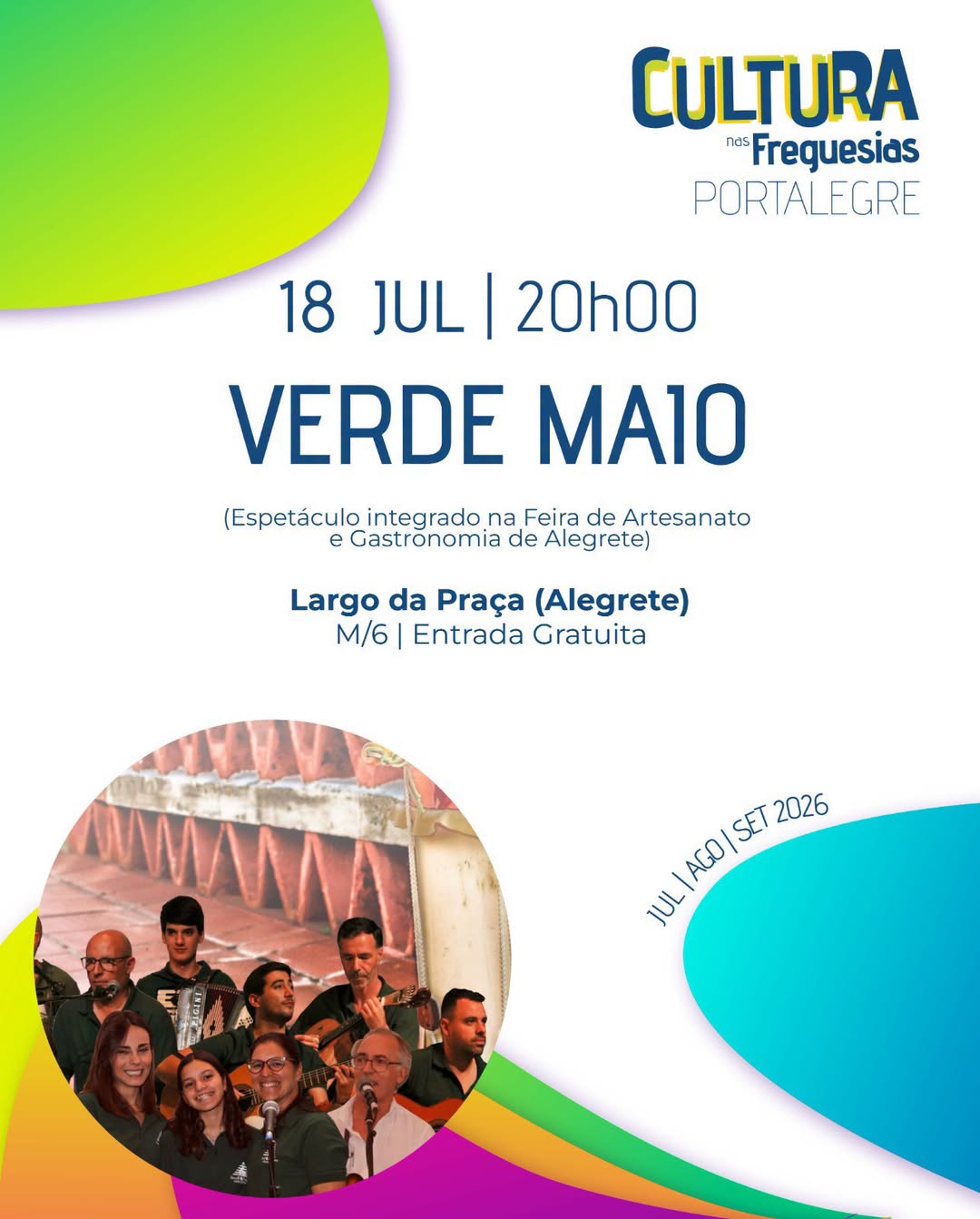 CULTURA NAS FREGUESIAS 2026

Dia 18 de julho, às 20h00, no Largo da Praça, em Al…