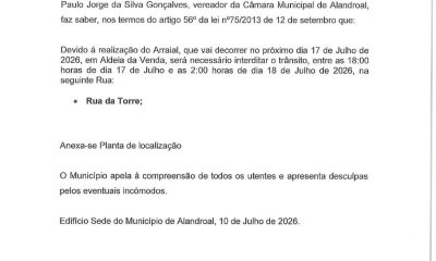 Corte/Condicionamento de Trânsito

 entre as 18h00 do dia 17 de julho e as 02h00…
