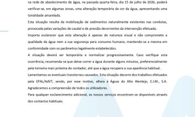 Águas do Alto Alentejo –  Comunicado n.º 09/2026