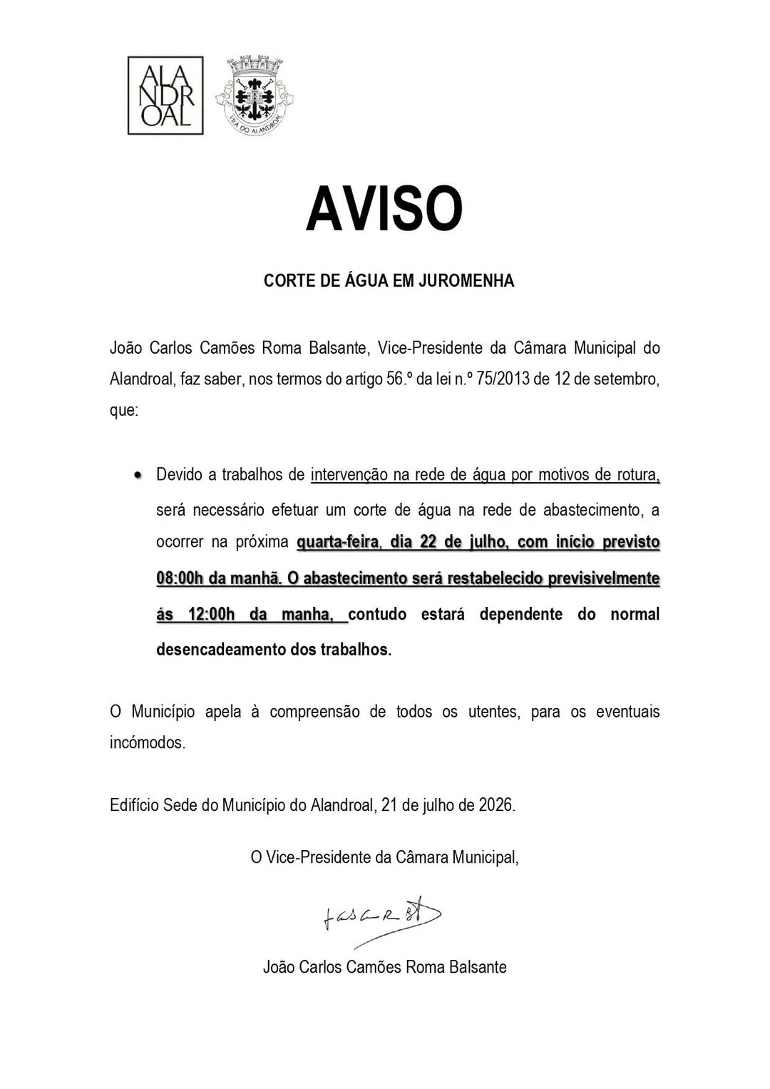 Corte de Água 
 22 de julho
Juromenha

#CorteDeAgua
#Juromenha