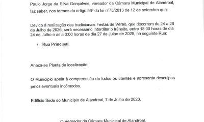 Corte/Condicionamento de Trânsito

 entre as 18h00 do dia 24 de julho e as 03h00…