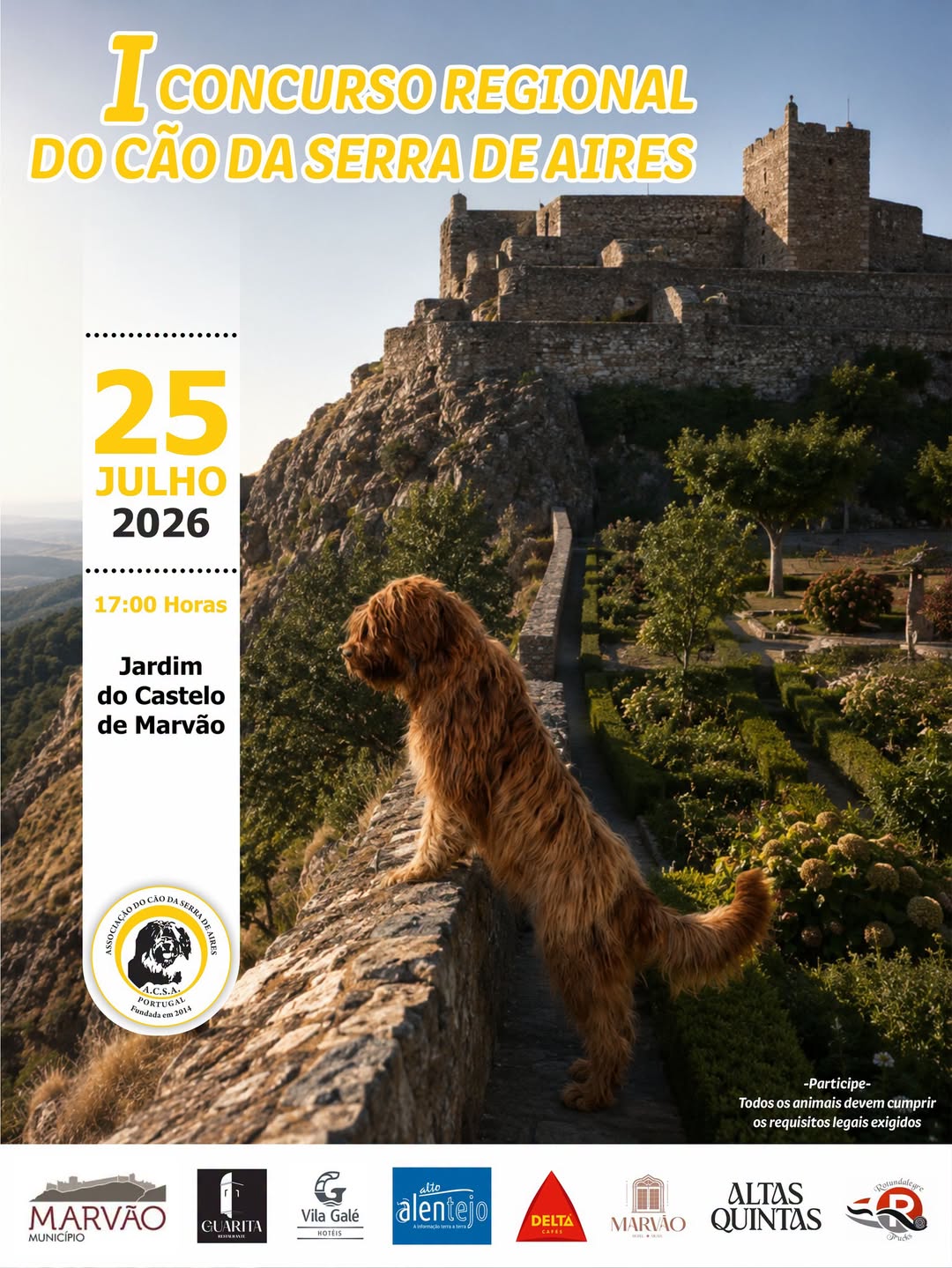 I Concurso Regional do Cão da Serra de Aires
 25 de julho (sábado)
 17h00
 Jard…
