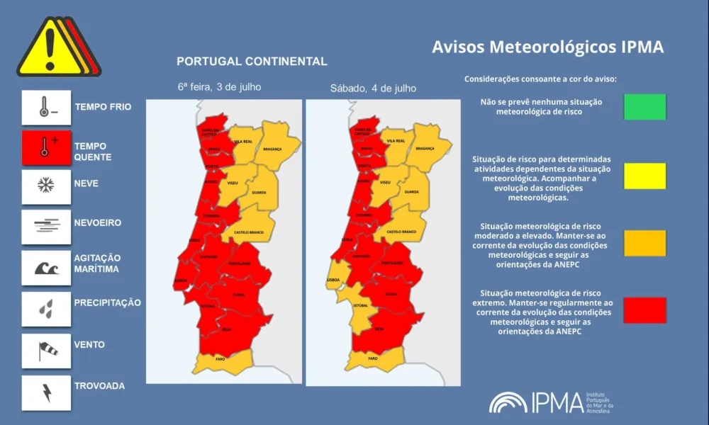Atenção aos Avisos Meteorológicos em Portugal Continental para hoje e amanhã.
C…