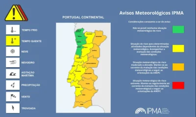 Atenção aos Avisos Meteorológicos para hoje em Portugal Continental e Arquipéla…