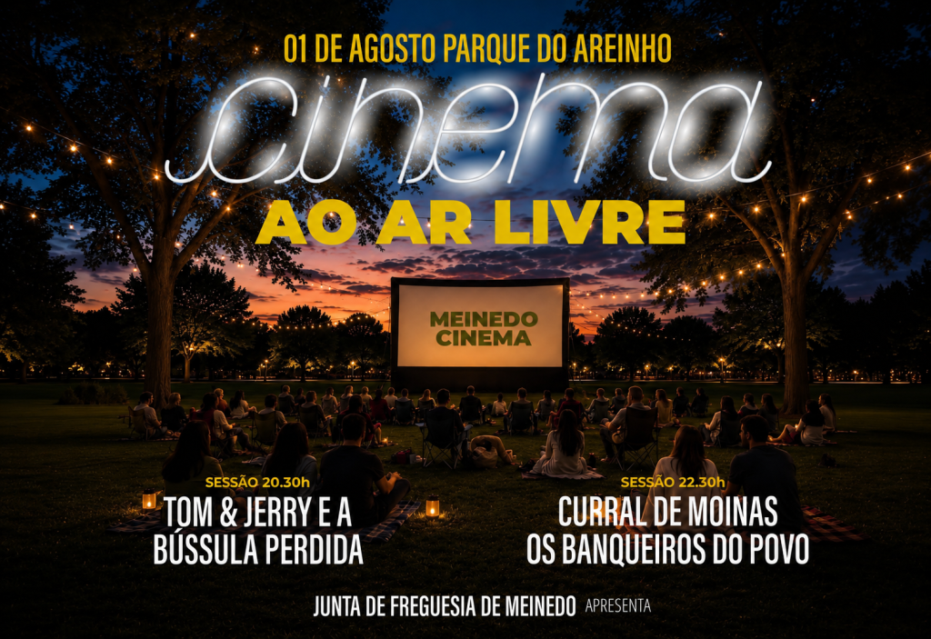 Cinema ao ar livre leva duas sessões gratuitas ao Parque do Areinho, em Meinedo