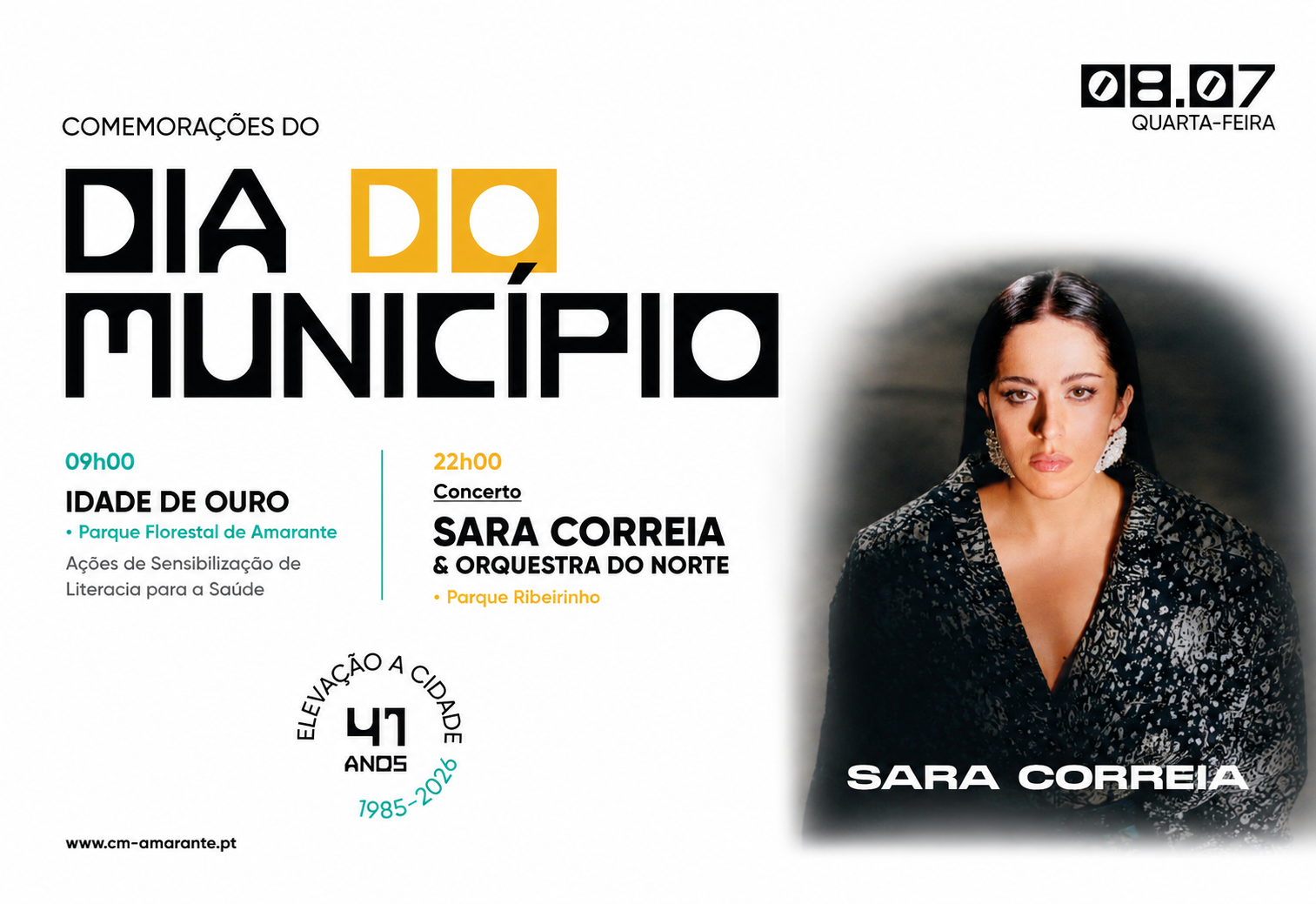 Amarante celebra 41 anos de cidade com Sara Correia e Orquestra do Norte em concerto gratuito