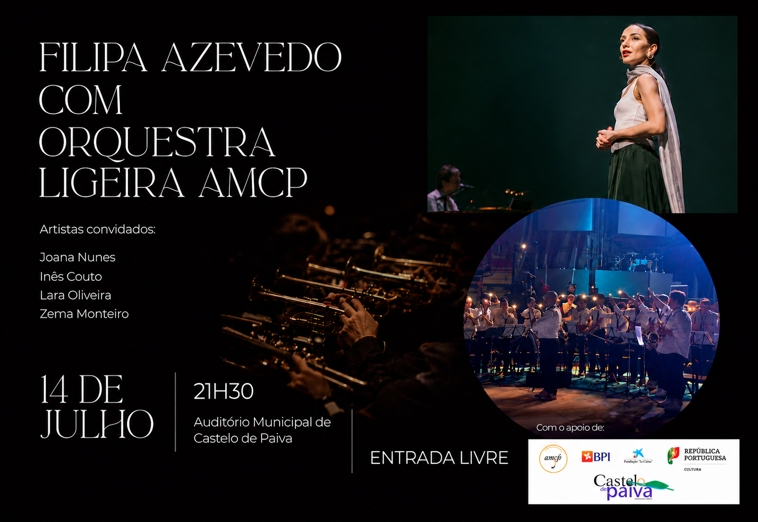 Filipa Azevedo junta-se à Orquestra Ligeira da Academia de Música para concerto de entrada livre em Castelo de Paiva