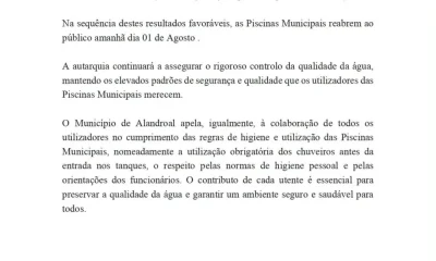 Informação | Reabertura da Piscina Municipal – 1 de agosto

 O município apela à…