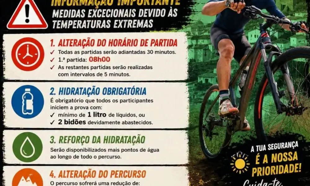Informações Importantes | Maratona BTT

Devido as temperaturas extremas a organi…