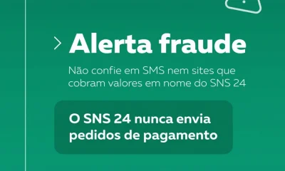 Têm circulado SMS com sites falsos que se fazem passar pelo SNS 24 e pedem pagam…